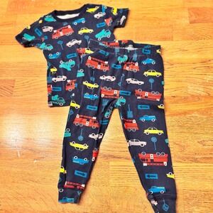 Simple Joys by Carter's‎ Kids 24M Navy Blue Truck Fire Engine Pajama Set